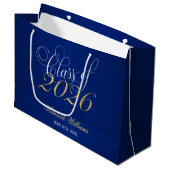 Script Blue Gold Class 2024 Abschluss Große Geschenktüte (Vorderseite Schrägansicht)
