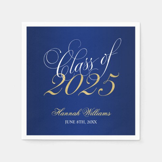 Script Blue Gold Class 2025 Abschluss Serviette (Vorderseite)