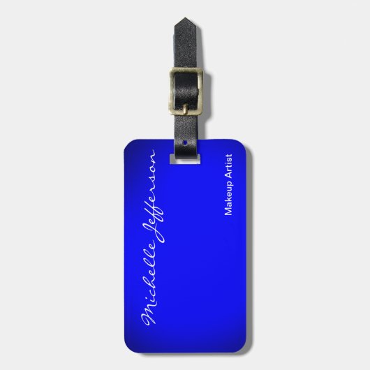 Script Blue Minimalistisch Modern Schlicht Gepäckanhänger (Vorderseite vertikal)