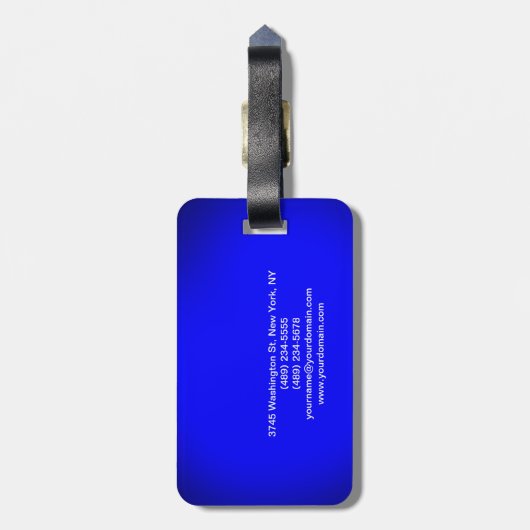 Script Blue Minimalistisch Modern Schlicht Gepäckanhänger (Rückseite vertikal)