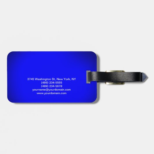 Script Blue Minimalistisch Modern Schlicht Gepäckanhänger (Rückseite horizontal)