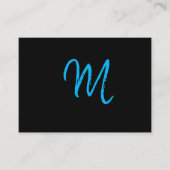 Script Blue Monogram auf Black Visitenkarte (Vorderseite)