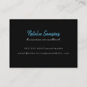 Script Blue Monogram auf Black Visitenkarte (Rückseite)
