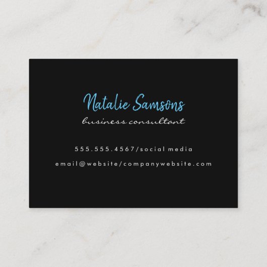 Script Blue Monogram auf Black Visitenkarte (Rückseite)