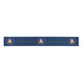 Script Blue Red Gold Santa Claus Elegante Weihnach Ripsband (Vorderseite)