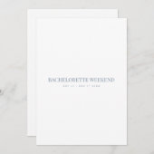 Script Blue & White Bachelorette Weekend Card Einladung (Vorne/Hinten)