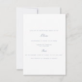 Script Blue & White Bridal Dusche Einladung (Rückseite)