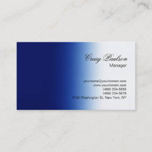 Script Blue White Schlicht Simple Business Card Visitenkarte
