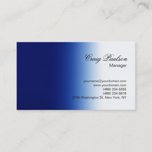 Script Blue White Schlicht Simple Business Card Visitenkarte (Vorderseite)