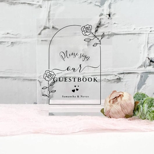Script Blume Arch Custom Wedbook Acrylschild
