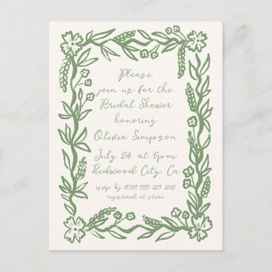 Script Blumenblütendusche Postkarte (Vorderseite)