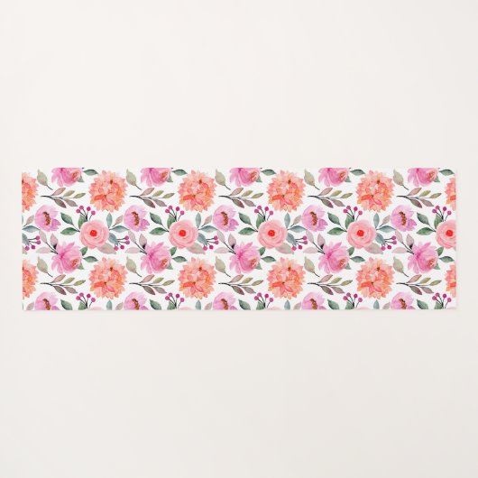 Script Blumendruck Peach Blush Pink Yoga Mat Yogamatte (Rückseite (Horizontal))