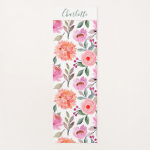 Script Blumendruck Peach Blush Pink Yoga Mat
