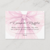 Script Blush Bow Diaper Raffle Insert (Vorderseite)