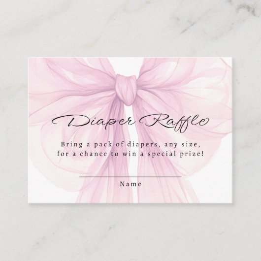 Script Blush Bow Diaper Raffle Insert (Vorderseite)
