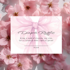 Script Blush Bow Diaper Raffle Insert