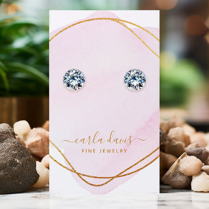 Script Blush Pink Gold Wasserfarbe Schmuck Display Visitenkarte
