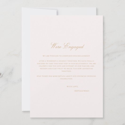 Script Blush Pink Verlobung Announccard Ankündigung (Vorderseite)