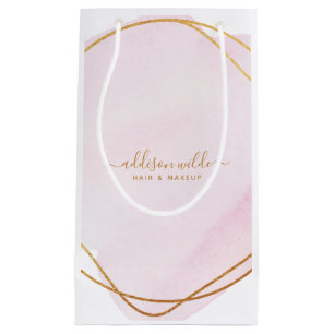 Script Blush Pink Watercolor Gold Circle Business Kleine Geschenktüte