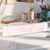 Script Blush Pink Watercolor Gold Circle Business Namensplakette