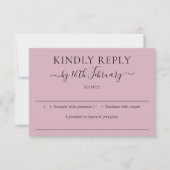Script Blush Pink Wedding Kindly Reply RSVP Karte (Vorderseite)