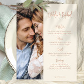 Script Boho Foto Cream Wedding Menu Card Einladung