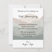 Script Boho Watercolor Berg 1. Jubiläum Mitteilungskarte (Vorderseite)