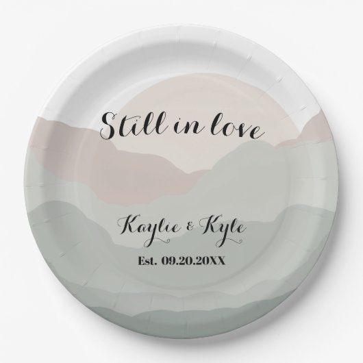 Script Boho Watercolor Berg Pappteller (Vorderseite)