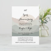 Script Boho Watercolor Mountain 1st Anniversary  Einladung (Stehend Vorderseite)