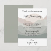 Script Boho Watercolor Mountain 1st Anniversary  Mitteilungskarte (Vorne/Hinten)