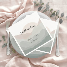 Script Boho Watercolor Mountain Anniversary Serviette