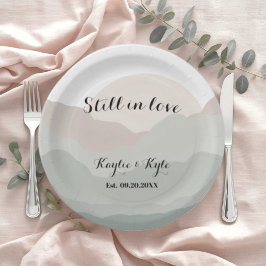 Script Boho Watercolor Mountain Pappteller