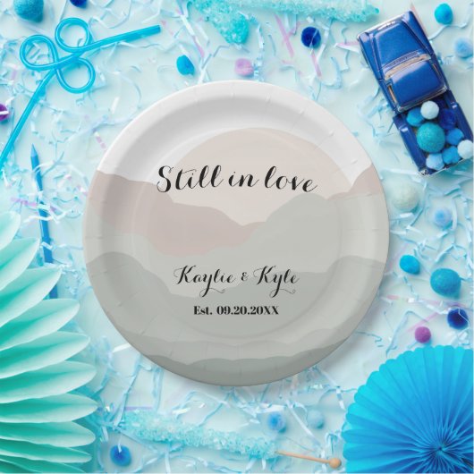 Script Boho Watercolor Mountain Pappteller (Party)