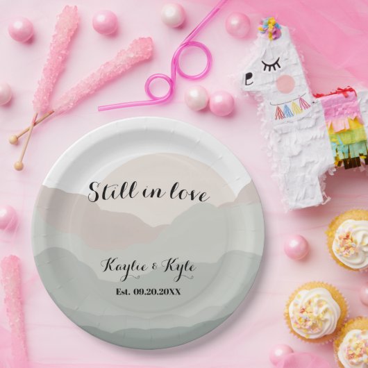 Script Boho Watercolor Mountain Pappteller (Party)