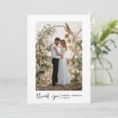 Script Boho Wedding Foto Vielen Dank Dankeskarte (Stehend Vorderseite)