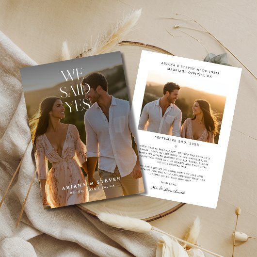 Script Boho Wir sagten Yes Rustic Wedding Foto Ankündigung