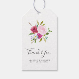 Script Bold Pink Floral Wedding Vielen Dank für Ih Geschenkanhänger