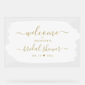 Script Brautparty Welcome Gold Paint White Acrylschild (Vorderseite)