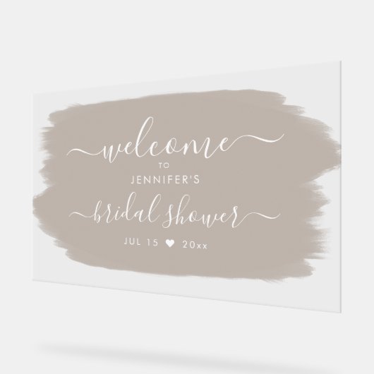 Script Brautparty Welcome Paint Beige Acrylschild (Winkel)