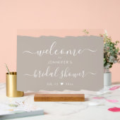 Script Brautparty Welcome Paint Beige Acrylschild (Hochzeit)
