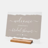 Script Brautparty Welcome Paint Beige Acrylschild (Winkel)
