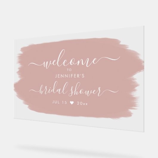 Script-Brautparty Willkommen Paint Dusty Rose Pink Acrylschild (Winkel)