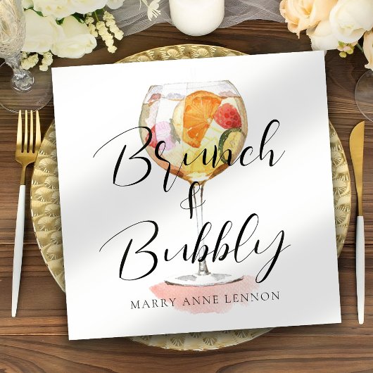 Script Bridal Brunch Cocktail Napkins Serviette