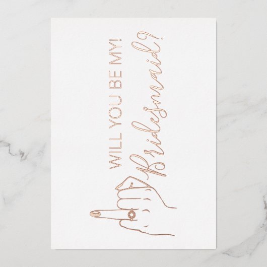 Script Bridesmaid Vorschlag Gold Foil Card Folieneinladung (Vorderseite)