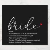 Script Bridge Definition Brautparty Schwarz Schaumweinetikett (Einzelnes Label)