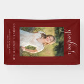 Script Burgundy Graduation Party Foto Banner (Horizontal)