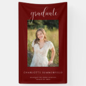 Script Burgundy Graduation Party Foto Banner (Vertikal)