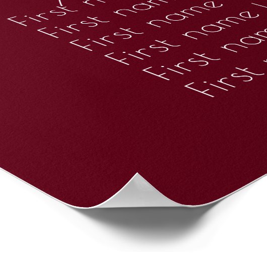 Script Burgundy Seating Chart Poster (Ecke)