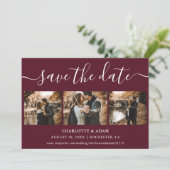 Script Burgundy Wedding Foto Speichern Sie die Dat Save The Date (Stehend Vorderseite)