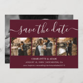 Script Burgundy Wedding Foto Speichern Sie die Dat Save The Date (Vorne/Hinten)